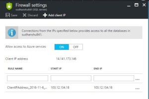 Add Firewall Setting for database in Azure